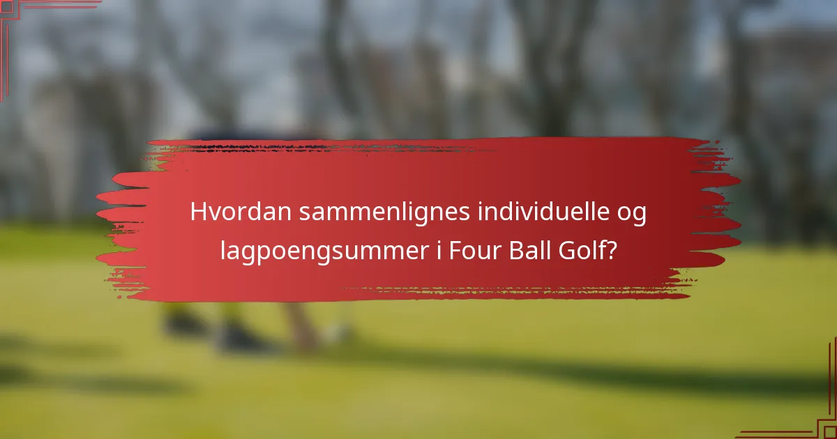 Hvordan sammenlignes individuelle og lagpoengsummer i Four Ball Golf?